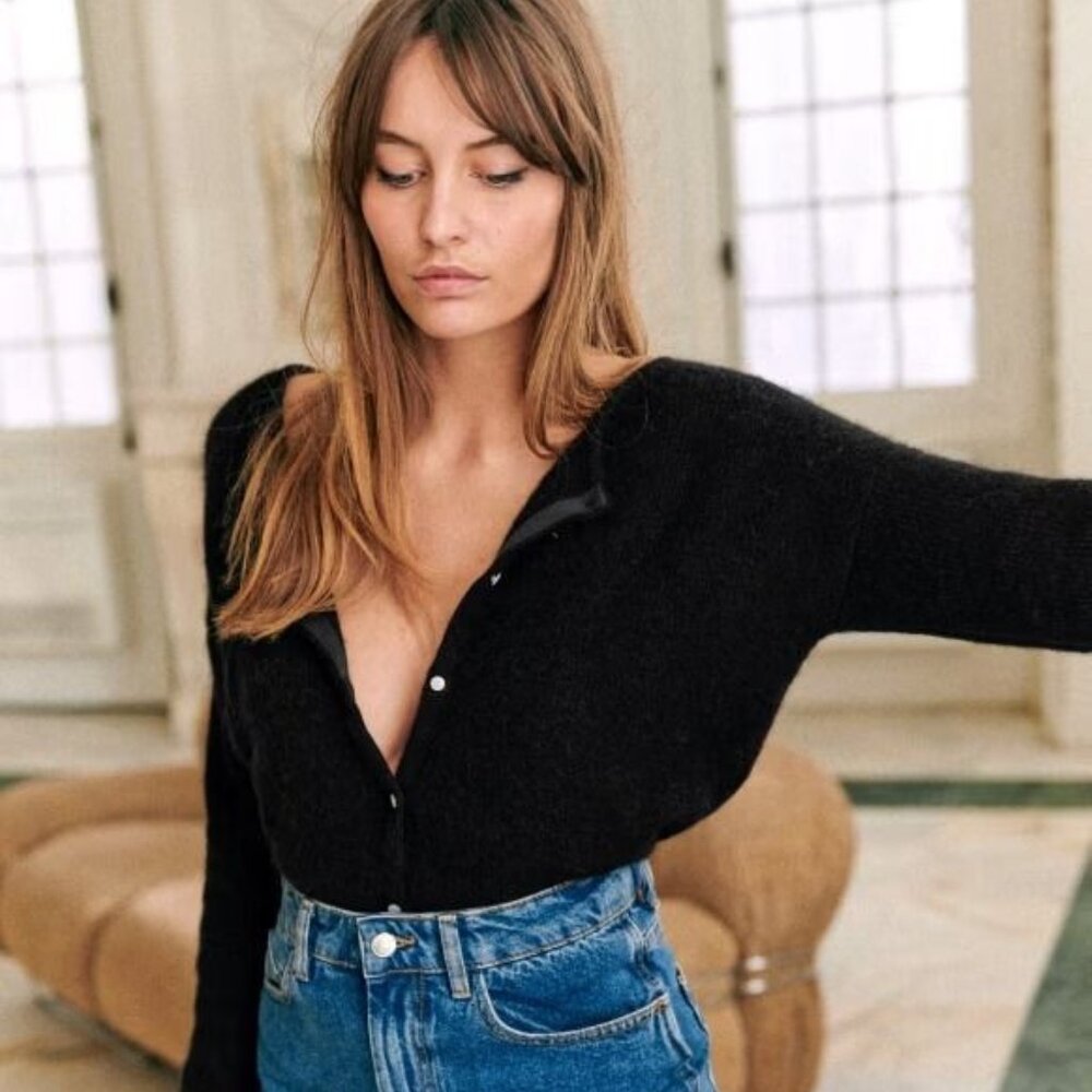 Sezane Barry Cardigan Black - Size S